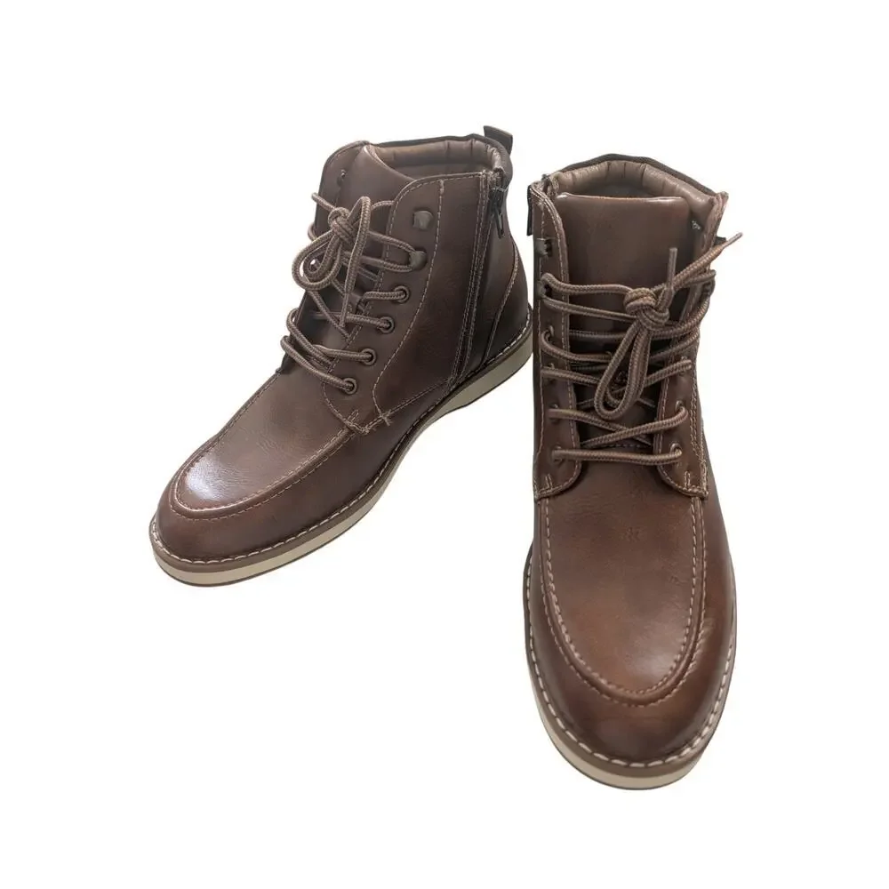 NIB! STEVE MADDEN! COGNAC BROWN VEGAN LEATHER ORTHOLITE LACE & ZIP BOOTS! 10.5